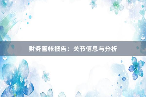 财务管帐报告：关节信息与分析